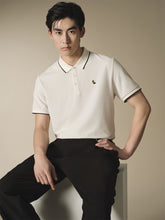 Men's Beige Waffle Cooling Embroidered Polo Shirt